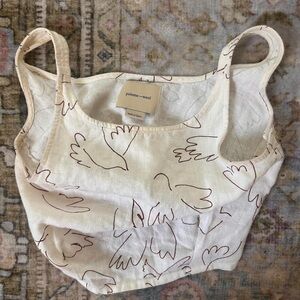 Paloma Wool Linen Cream and Brown Abstract Top